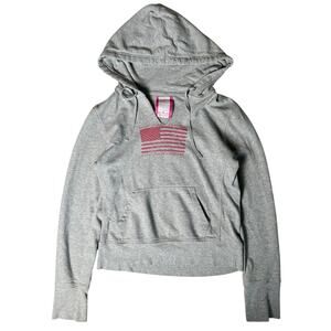 Polo Jeans Ralph Lauren Zip Up Hoodie Womens Small White Flag Sweatshirt